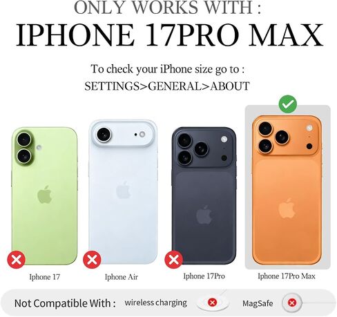حافظة محفظة LAMEEKU لهاتف iPhone 17 Pro Max مع حامل بطاقات، حافظة كروس مع مسند وغطاء حزام معصم مقاس 6.9 بوصة بيج in Kuwait