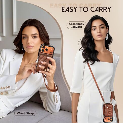 TiMOVO for iPhone 17 Pro Max Wallet Case, RFID Blocking PU Leather Cover for Women, Anti-Theft Wrist Strap, Brown in Saudi Arabia