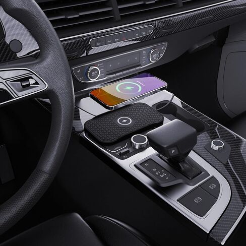 Wireless Car Charger Silicone Pad, for iPhone12/11 Pro/XS/XR/8/8Plus,15W Fast Car Wireless Charging Non-Slip Mat, for Samsung S21/S22/S23/S24/S25/Androids,80cm Cable, Black in Saudi Arabia