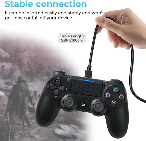 Meliya 2Pack for PS4 Controller Charger Cable, 6FT Replacement Micro USB Charging Cord for PlayStation 4/ PS4 Pro/ PS4 Slim/ PS4 Controllers, Xbox One X/One S/One Controllers in Saudi Arabia