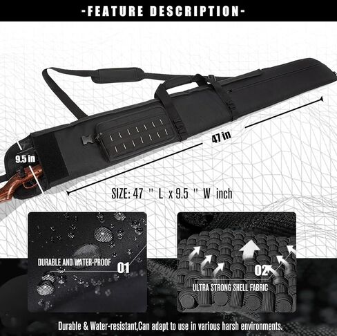 Rifle Case Shotgun Cases Soft - Water Resistant Padded Gun Carry Bag for Scoped Rifles with 3 Accessory Pockets for Hunting Tactical Shooting Range Adjustable Shoulder Strap in Kuwait