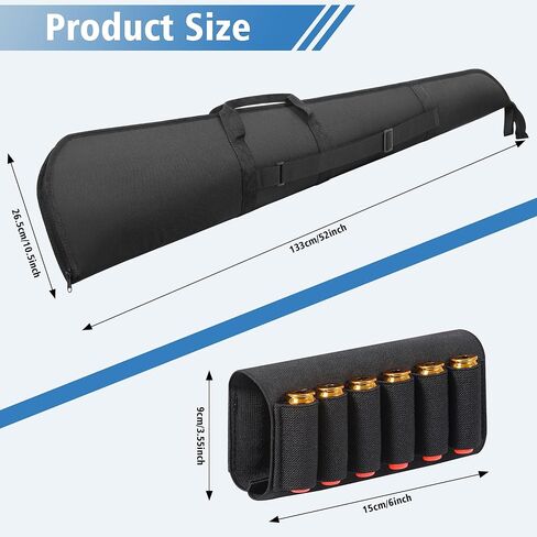 Shotgun Case with Buttstock Shell Holder, Rifle Cases 52" Thick Padded, Rifle bag with Adjustable Shoulder Strap for Gun Storage and Transportation in Kuwait