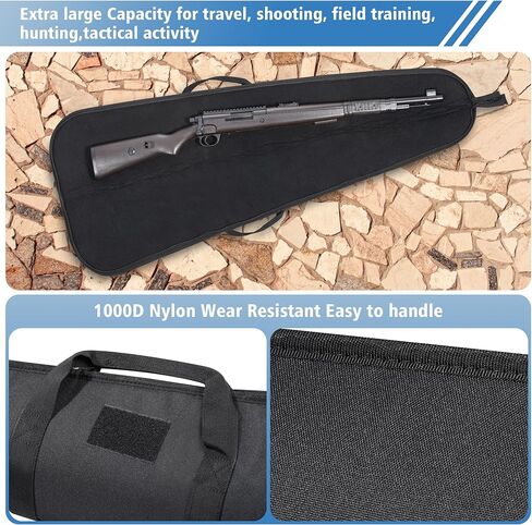 Shotgun Case with Buttstock Shell Holder, Rifle Cases 52" Thick Padded, Rifle bag with Adjustable Shoulder Strap for Gun Storage and Transportation in Kuwait