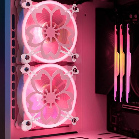 Lounsweer 4 Pcs 120mm Pink Cherry Blossom Guard Fan Grill Metal PC Fan Grill Cover with Screws Cute Computer Accessories Coquettish PC Decor for Office Game Room for Girls Women in Kuwait