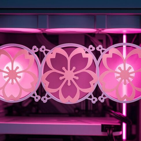 Lounsweer 4 Pcs 120mm Pink Cherry Blossom Guard Fan Grill Metal PC Fan Grill Cover with Screws Cute Computer Accessories Coquettish PC Decor for Office Game Room for Girls Women in Kuwait