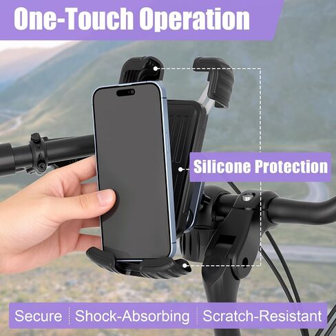 TXV Bike Phone Holder, Motorcycle Phone Mount, 1s Lock | Silicone Protective | Anti-Shock | for iPhone | Samsung | Pixel | 5.1-6.8" Cellphone in Saudi Arabia