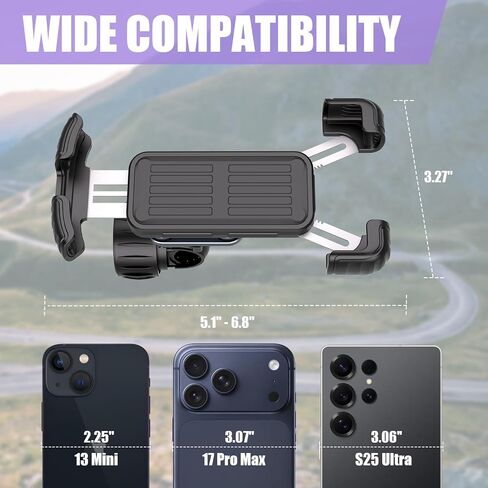 TXV Bike Phone Holder, Motorcycle Phone Mount, 1s Lock | Silicone Protective | Anti-Shock | for iPhone | Samsung | Pixel | 5.1-6.8" Cellphone in Saudi Arabia