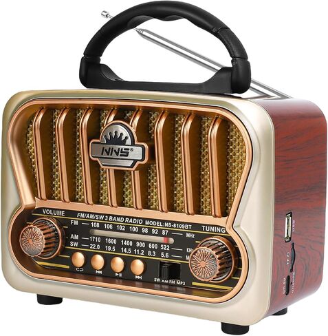 راديو AM FM محمول، راديو ترانزستور على الموجات القصيرة، راديو عتيق مع مكبرات صوت عالية، يدعم طاقة USB (ذهبي شامبانيا) in Kuwait