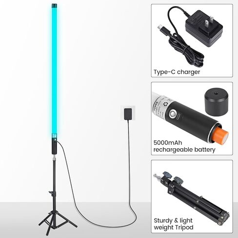 YUNKE 4 عبوات من مصابيح LED المحمولة وألوان RGB مع حوامل، عصا إضاءة فيديو تعمل بالبطارية والتحكم عن بعد مع تأثيرات حية لنادي الرقص ولعبة التلفزيون والبار الليلي واليوتيوب in Kuwait