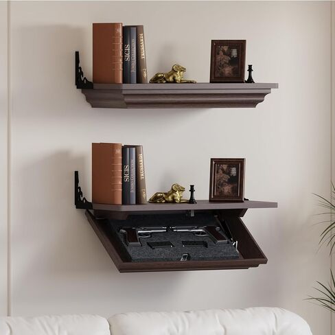 Lvifur 24" Compact Gun Shelf, Gun Rack with Automatic Induction Lock with Secure Hidden Compartment for Wall Mount Display, Storage Security Safe Box for Home in Saudi Arabia