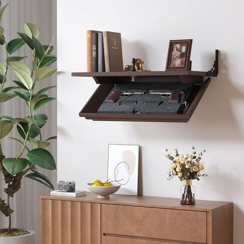 Lvifur 24" Compact Gun Shelf, Gun Rack with Automatic Induction Lock with Secure Hidden Compartment for Wall Mount Display, Storage Security Safe Box for Home in Saudi Arabia