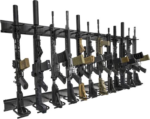 Gun Rack Wall Mount, Aluminium Alloy Gun Racks for Wall, Adjustable 4/8/12 Slot Indoor Gun Racks Securely Hold Shotguns Rifles Rack in Kuwait