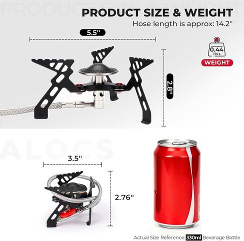 Alocs 2800W Backpacking Stove, Portable Camping Stove, Mini Camp Stove Foldable Gas Stove with Carry Bag for Outdoor Cooking, Hiking, Picnic, Emergency use in Saudi Arabia