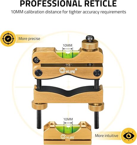 CVLIFE Professional Scope Leveling Kit Heavy Duty Scope Mounting Level with 2 Magnetic Universal Level Bubbles, Gold in Kuwait