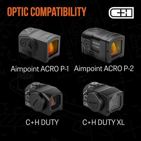 لوحة محول البصريات الدقيقة C+H لجهاز Glock MOS | متوافق مع Aimpoint Acro | الصلب | صنع في الولايات المتحدة الأمريكية in Kuwait
