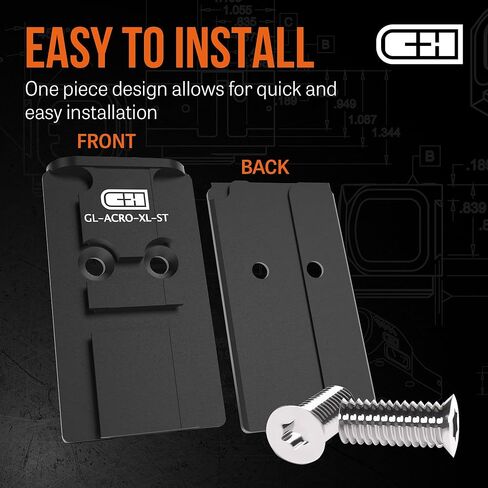 لوحة محول البصريات الدقيقة C+H لجهاز Glock MOS | متوافق مع Aimpoint Acro | الصلب | صنع في الولايات المتحدة الأمريكية in Kuwait