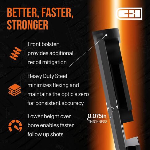 لوحة محول البصريات الدقيقة C+H لجهاز Glock MOS | متوافق مع Aimpoint Acro | الصلب | صنع في الولايات المتحدة الأمريكية in Kuwait