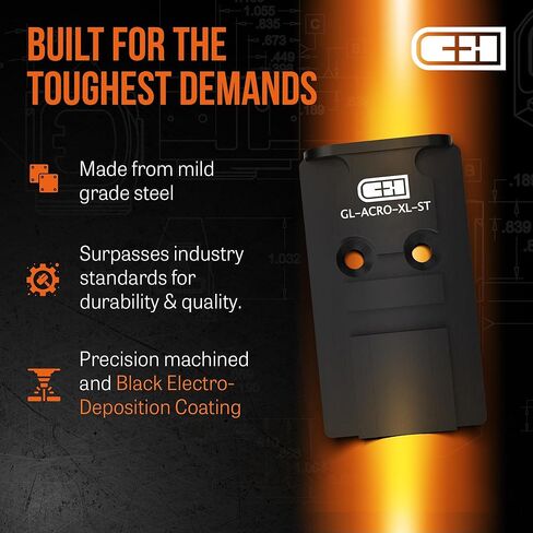 لوحة محول البصريات الدقيقة C+H لجهاز Glock MOS | متوافق مع Aimpoint Acro | الصلب | صنع في الولايات المتحدة الأمريكية in Kuwait