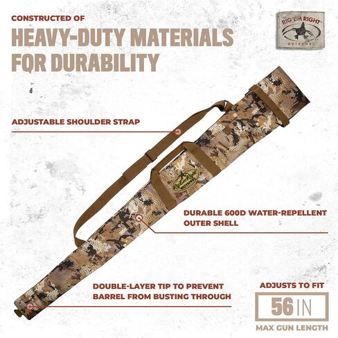 Rig'Em Right Waterfowl Express Gun Sleeve 600D غلاف خارجي طارد للماء، خفيف الوزن، يمكن تعديله ليناسب البنادق التي يصل طولها إلى 56 بوصة in Kuwait