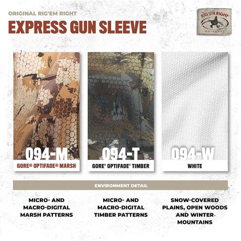 Rig'Em Right Waterfowl Express Gun Sleeve 600D غلاف خارجي طارد للماء، خفيف الوزن، يمكن تعديله ليناسب البنادق التي يصل طولها إلى 56 بوصة in Kuwait