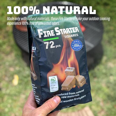 Fire Starter Squares (72 Pack) - Fire Starters for Fireplace, Grill, BBQ, Camping, Wood Stove and Bonfire Accessories - Odorless & Water Resistant in Kuwait