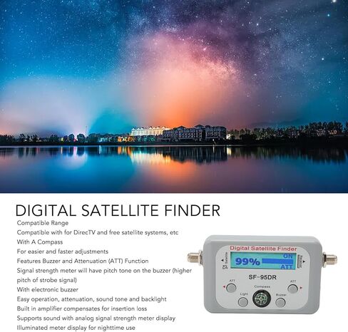 Digital Satellite Finder Meter for DirecTV, DC 13-18V 950-2150 MHz Strength Meter with Buzzer and ATT Function, 52-60dB Analog Satellite Finder in Saudi Arabia