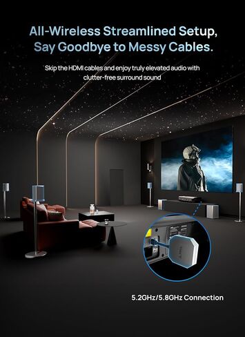 AWOL VISION ThunderBeat 4.1.2 نظام صوت مسرح منزلي لاسلكي بالكامل، نظام صوت محيطي مع مكبرات صوت مزدوجة 120 وات ومكبرات صوت تصاعدية، دعم Dolby Atmos DTS in Saudi Arabia