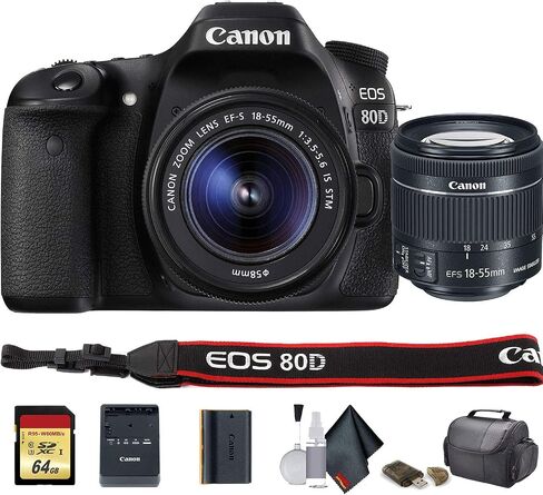 Canon EOS 80D DSLR Camera with 18-55mm Lens (International Model) (1263C005) - Starter Bundle in Saudi Arabia