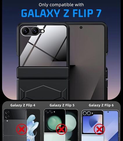 حافظة مدرعة لهاتف Samsung Z-Flip-7: حافظة هاتف واقية من الدرجة العسكرية لكامل الجسم [مضادة للانزلاق] غطاء متين مع واقي شاشة وشحن لاسلكي لهاتف Galaxy Z Flip 7 5G(2025) أسود in Kuwait