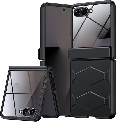 حافظة مدرعة لهاتف Samsung Z-Flip-7: حافظة هاتف واقية من الدرجة العسكرية لكامل الجسم [مضادة للانزلاق] غطاء متين مع واقي شاشة وشحن لاسلكي لهاتف Galaxy Z Flip 7 5G(2025) أسود in Kuwait