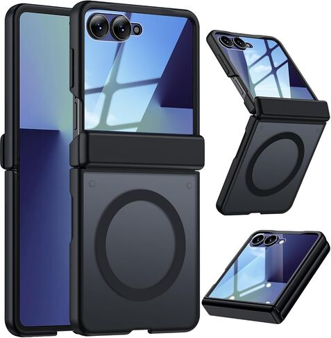 Armor case for Samsung Z-Flip-7: Full-Body Military Grade Protective Phone Case [Anti-Slip] Heavy Duty Cover with Screen Protector Wireless Charging for Galaxy Z Flip 7 5G(2025) Black in Saudi Arabia