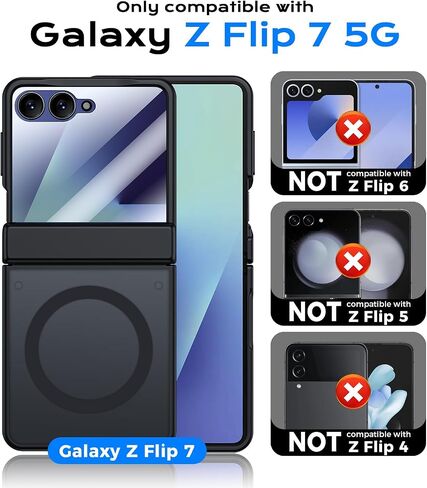 Armor case for Samsung Z-Flip-7: Full-Body Military Grade Protective Phone Case [Anti-Slip] Heavy Duty Cover with Screen Protector Wireless Charging for Galaxy Z Flip 7 5G(2025) Black in Saudi Arabia