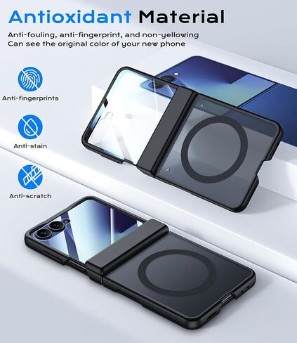 Armor case for Samsung Z-Flip-7: Full-Body Military Grade Protective Phone Case [Anti-Slip] Heavy Duty Cover with Screen Protector Wireless Charging for Galaxy Z Flip 7 5G(2025) Black in Saudi Arabia