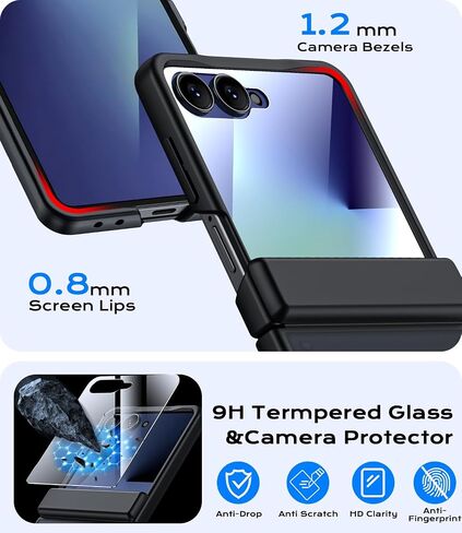 Armor case for Samsung Z-Flip-7: Full-Body Military Grade Protective Phone Case [Anti-Slip] Heavy Duty Cover with Screen Protector Wireless Charging for Galaxy Z Flip 7 5G(2025) Black in Saudi Arabia