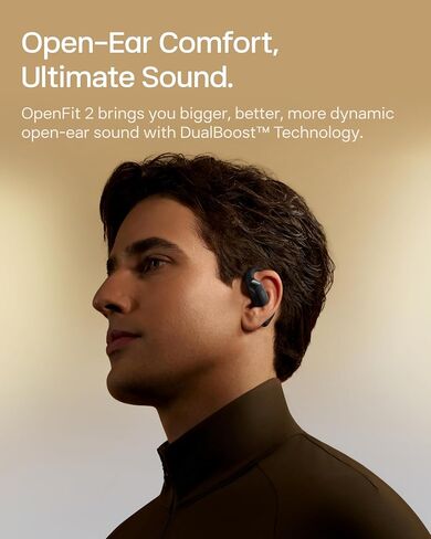 SHOKZ OpenFit 2 Open-Ear Headphones,True Wireless Bluetooth Earphones with Microphone,Earhook Earbuds with 48 Hours of Playtime,Fast Charging,IP55 Water-Resistant,with Carrying Bag,Black,Bluetooth5.4 in Saudi Arabia