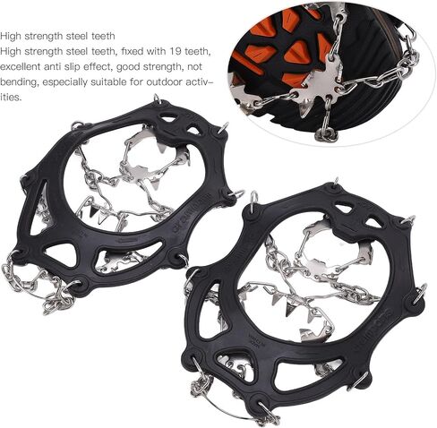 Ice Cleats with 19 Steel Spikes, TPE Material, XL Size, Black, for Hiking and Mountaineering in Saudi Arabia