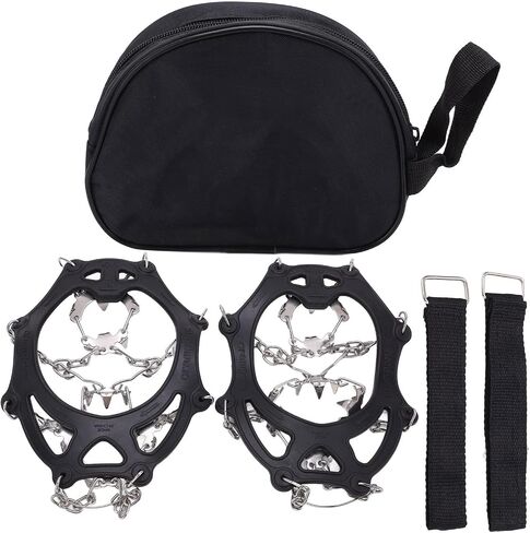 Ice Cleats with 19 Steel Spikes, TPE Material, XL Size, Black, for Hiking and Mountaineering in Saudi Arabia