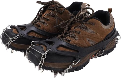 Ice Cleats with 19 Steel Spikes, TPE Material, XL Size, Black, for Hiking and Mountaineering in Saudi Arabia