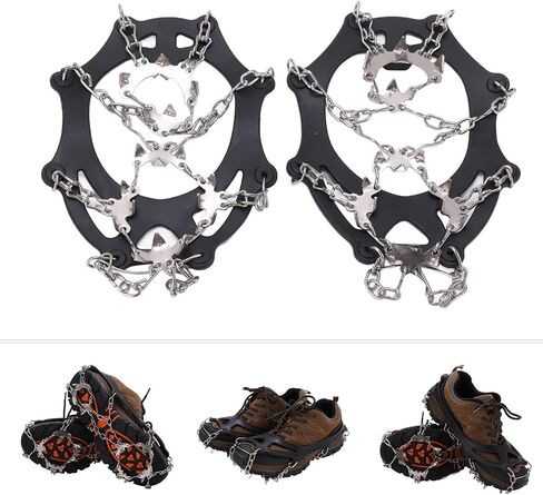 Ice Cleats with 19 Steel Spikes, TPE Material, XL Size, Black, for Hiking and Mountaineering in Saudi Arabia