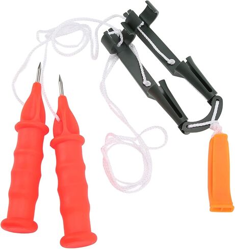 Ice Pick Safety Kit with Emergency Whistle, 2-Piece Set, Black Rope Handle, Stainless Steel in Saudi Arabia