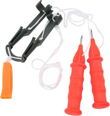 Ice Pick Safety Kit with Emergency Whistle, 2-Piece Set, Black Rope Handle, Stainless Steel in Saudi Arabia