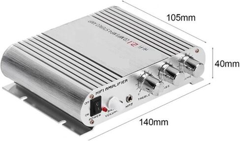 Car Amplifier Stereo Radio Amplifier Super Bass Subwoofer Automatic Stereo Small but Powerful (Silver) in Saudi Arabia