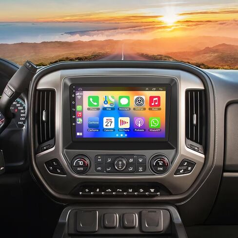 10.2 Inch QLED Carplay Screen for Chevrolet Silverado & GMC Sierra 2014-2018(Without Bo-seSystem),Android 13 Silverado Radio Stereo Support Wireless Carplay &Android Auto,Bluetooth&GPS,FM Radio in Saudi Arabia