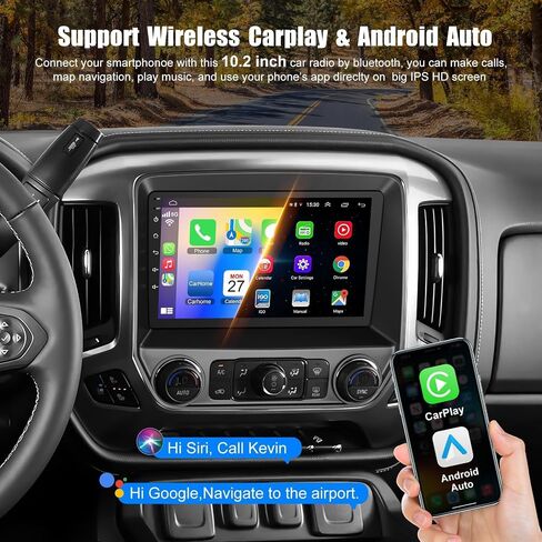 10.2 Inch QLED Carplay Screen for Chevrolet Silverado & GMC Sierra 2014-2018(Without Bo-seSystem),Android 13 Silverado Radio Stereo Support Wireless Carplay &Android Auto,Bluetooth&GPS,FM Radio in Saudi Arabia