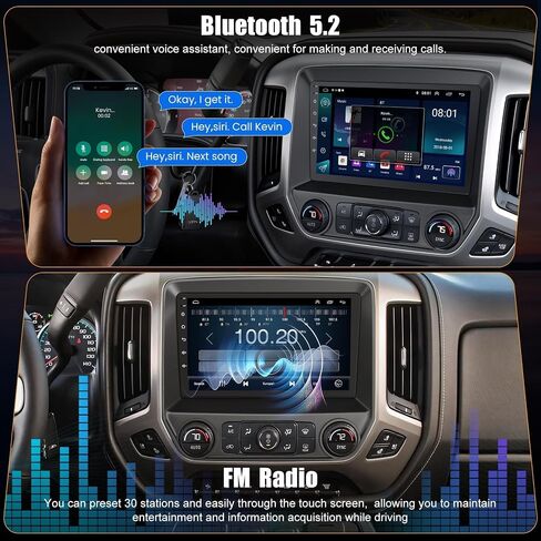 10.2 Inch QLED Carplay Screen for Chevrolet Silverado & GMC Sierra 2014-2018(Without Bo-seSystem),Android 13 Silverado Radio Stereo Support Wireless Carplay &Android Auto,Bluetooth&GPS,FM Radio in Saudi Arabia