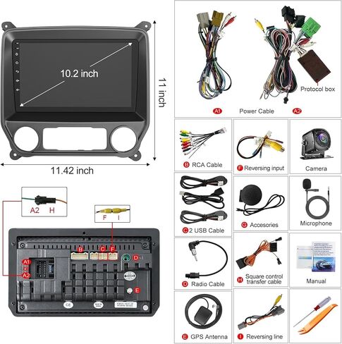 10.2 Inch QLED Carplay Screen for Chevrolet Silverado & GMC Sierra 2014-2018(Without Bo-seSystem),Android 13 Silverado Radio Stereo Support Wireless Carplay &Android Auto,Bluetooth&GPS,FM Radio in Saudi Arabia