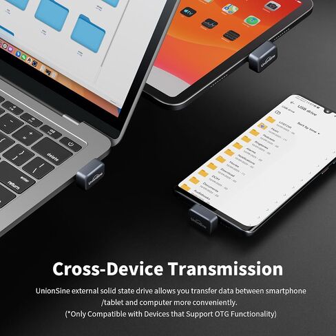 UnionSine USB C خارجي SSD سعة 256 جيجابايت، محرك أقراص فلاش USB3.2 ذو الحالة الصلبة يصل إلى 450 ميجابايت/ثانية، محرك أقراص USB صغير من النوع C SSD-Stick لسلسلة iPhone 15/16/17، هاتف Android، الكمبيوتر المحمول، الكمبيوتر اللوحي، التلفزيون، صوت السيارة in Kuwait