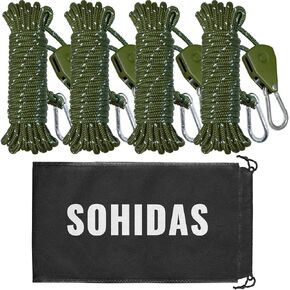 Camping Rope Reflective Tent Rope Guyline with Ratchet Pulley, Tarp Tie Down Ropes for Tent Tarp, Canopy Shelter, Camping, 13ft Adjustable Guy Line for Canopy Tent 6 Pack Guy Lines Tents Cords in Saudi Arabia