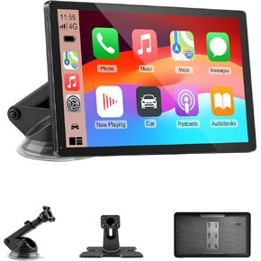شاشة CarPlay للسيارة، CarPlay لاسلكية مقاس 9 بوصات ونظام Android Auto - شاشة لمس ذكية محمولة مع بلوتوث/FM، وصلة مرآة، التحكم الصوتي، نظام تحديد المواقع العالمي (GPS)، مكالمات بدون استخدام اليدين، شاشة تشغيل السيارة للتوصيل والتشغيل in Kuwait