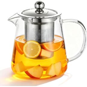Glass Teapot with Stainless Steel Infuser, Borosilicate Glass Tea Maker, Stovetop Safe (550ML) in Saudi Arabia